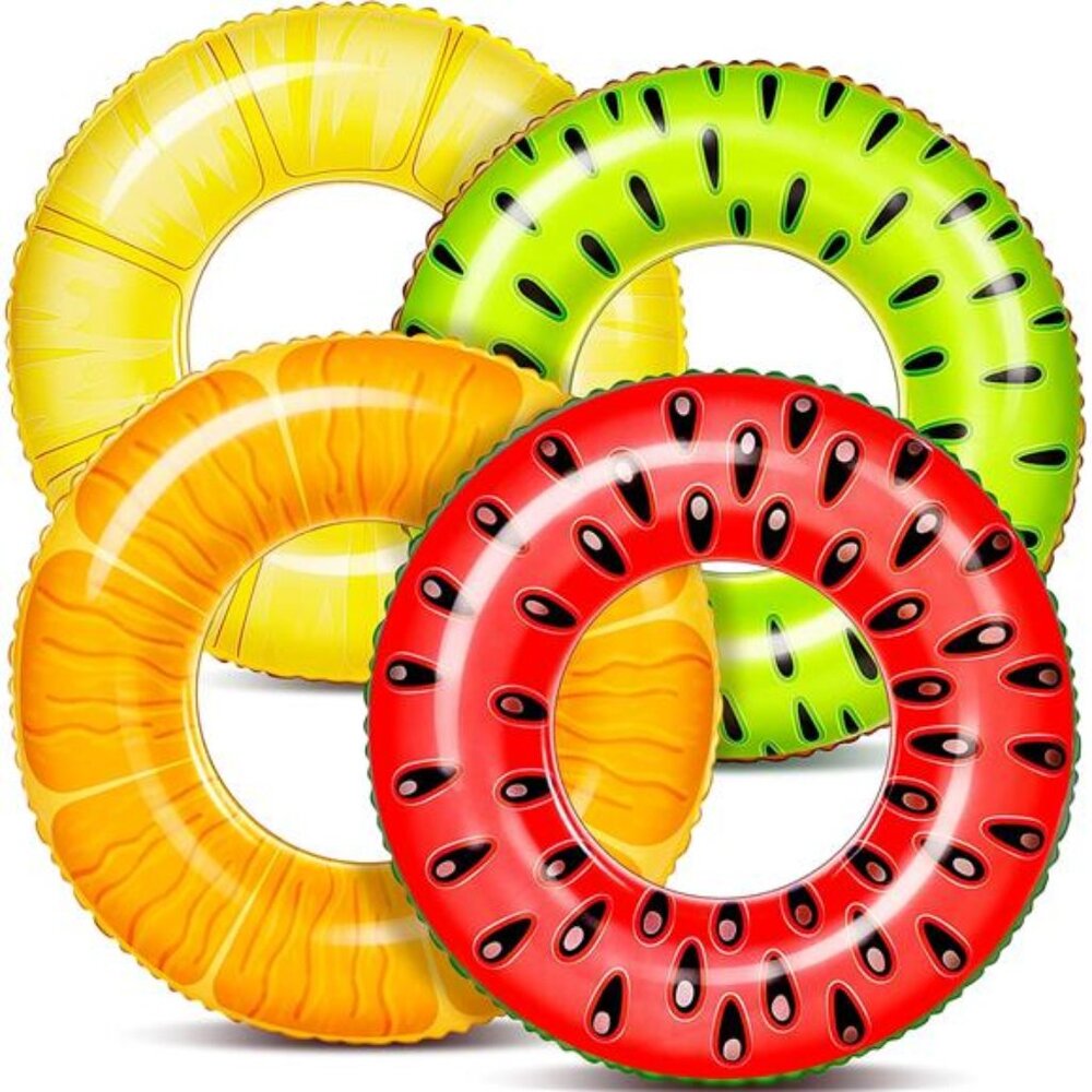4 Pack Inflatable Pool‎ Floats, Pool Tube Rings, Swim Tubes, Floaties for Kids